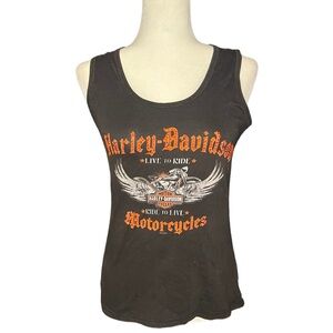 Harley-Davidson Black and Orange Tank Top